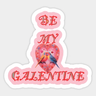 Galentines day lovebirds happily singing Sticker